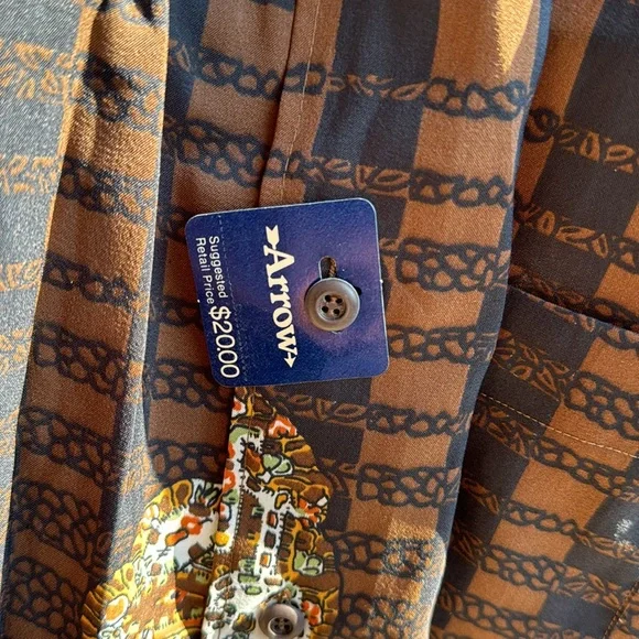 NOS Vintage 1970s xl Shirt golden arrow disco pimp Old stock